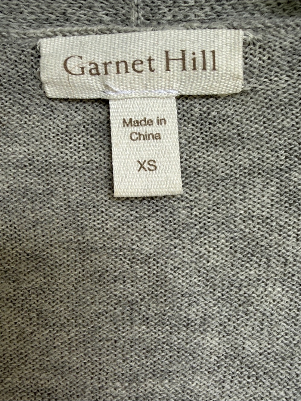 Garnet Hill Gray/White Striped Long Cardigan in Merino Wool/Cotton Knit Size XS - Picture 3 of 13